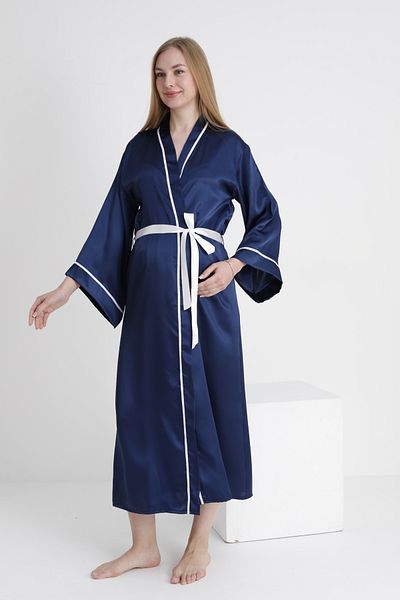 Miss Dünya Lissa Piping Bat Sleeve Maternity and Maternity Satin Dressing Gown