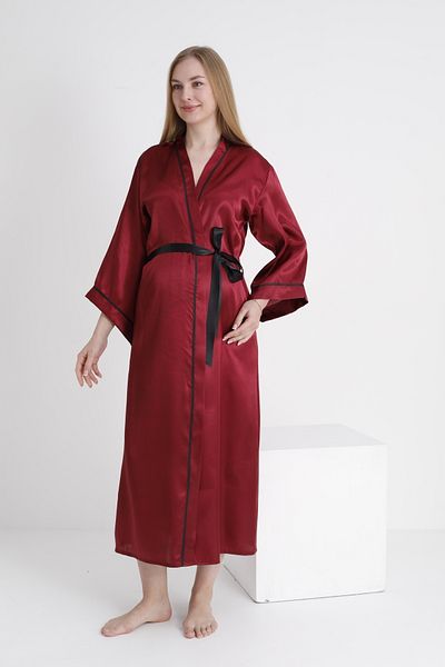 Miss Dünya Lissa Piping Bat Sleeve Maternity and Maternity Satin Dressing Gown