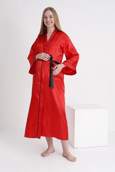 Miss Dünya Lissa Piping Bat Sleeve Maternity and Maternity Satin Dressing Gown
