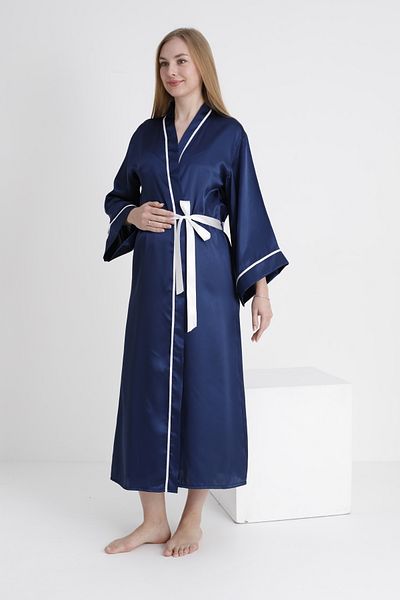 Miss Dünya Lissa Piping Bat Sleeve Maternity and Maternity Satin Dressing Gown