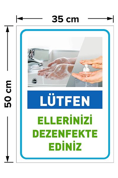 MIGNATIS Blue Color 50 Piece Set - Please Disinfect Your Hands - 35X50Cm
