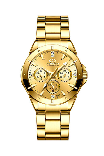 Youtrico ساعة يد نسائية من تشينكسي، كرونوغراف ذهبي - 3 أقراص فرعية، مقاومة للماء