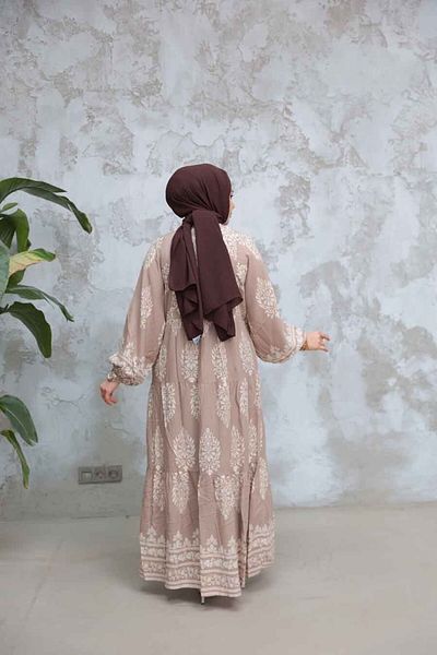 Neva Style Rochie hijab din nurcă cu modele florale 18242V