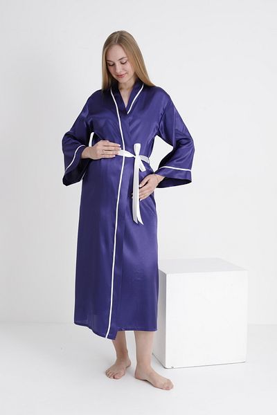 Miss Dünya Lissa Piping Bat Sleeve Maternity and Maternity Satin Dressing Gown