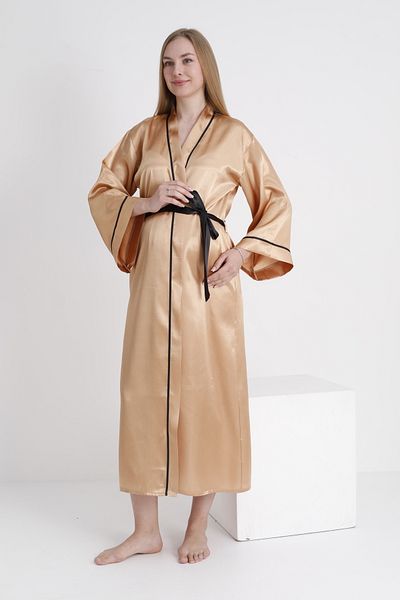 Miss Dünya Lissa Piping Bat Sleeve Maternity and Maternity Satin Dressing Gown