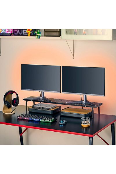 IKEA L NESPELARE Monitor stand, black, 97 x 19 cm