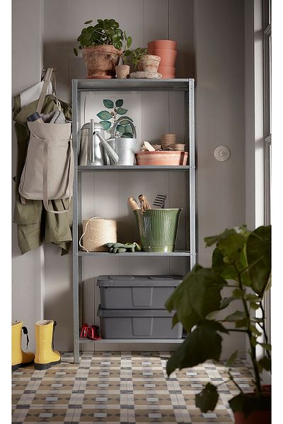 IKEA وحدة رفوف هيليس، 60×27×140 سم، مصنوعة من الفولاذ المجلفن، للتخزين الداخلي والخارجي