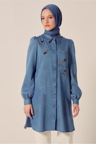 Alvina Stone Detail Denim Tunic 45504