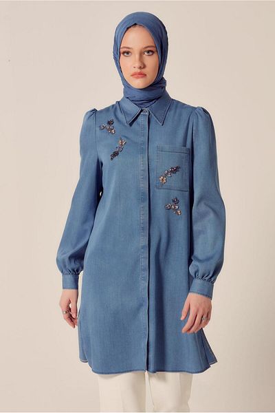 Alvina Stone Detail Denim Tunic 45504