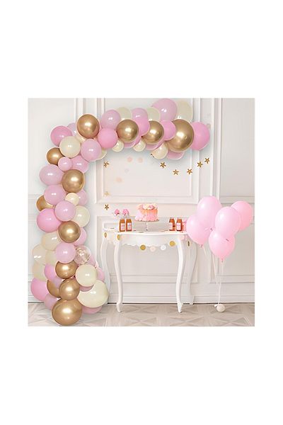 Onay Store 60 Pcs Pink White Chrome Gold Balloon Chain Set