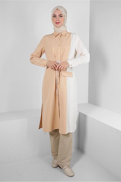 Alvina TWO COLOR WITH WAIST WRAPPED TUNIC 43810