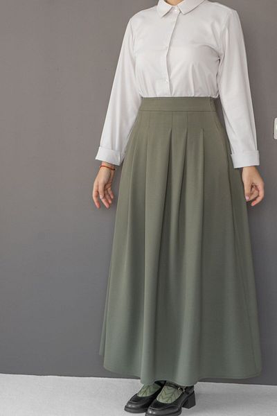 hrmonny PLEATED LONG FLARED SKIRT