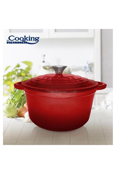 Heinner Heinner HR-KN-SM6 saucepan, RED LINE, enameled cast iron + Lid, 6L, 28 x 13 cm
