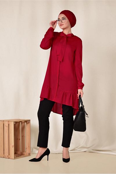 Alvina Lace-Up Pleated Tunic Skirt - 4066