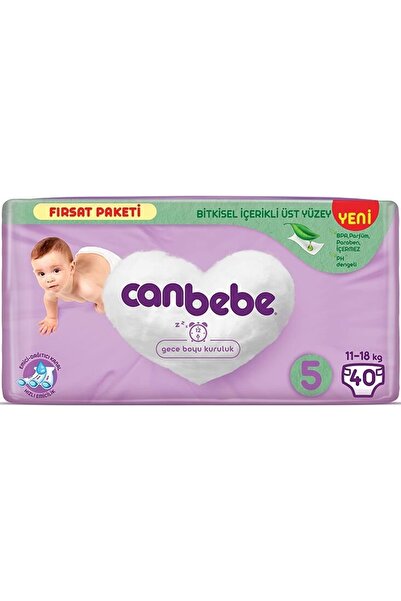 Canbebe Bebek Bezi Beden:5 (11-18KG) Junior 40 Adet Fırsat Pk