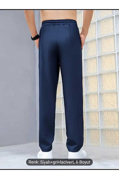 UYN SPORT Unisex Large Size Oversized Two Thread Navy Blue Sweatpants