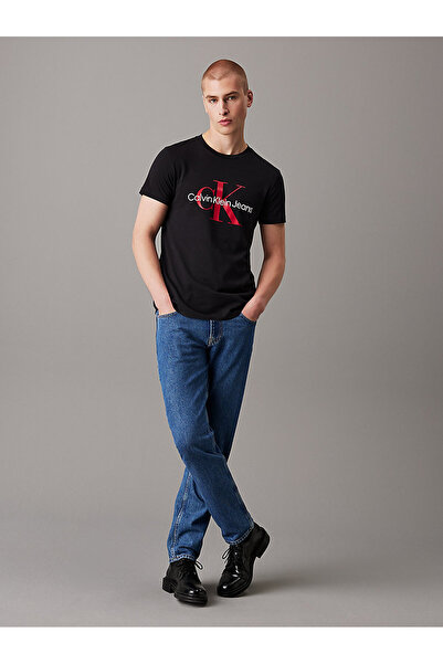 Calvin Klein Ανδρικό μπλουζάκι με κοντό μανίκι σε μαύρο-λευκό χρώμα