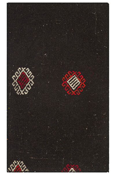 Grandhedefhalı SİYAH RENGİ ANADOLU EL DOKUMA KİLİM PASPAS