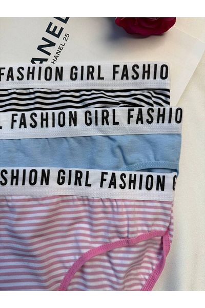 Tutku Fashion Girl Patterned 3-Piece Colorful Sporty Panties Set
