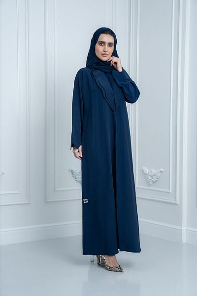 LAVİNİA عباية نسائية من لافينيا بياقة ملونة، سهرة / يومية، لون كحلي