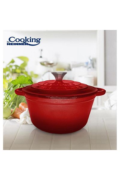 Heinner CRATITA FONTA EMAILATA+CAPAC 20x10 CM, 2,4L, ČERVENÁ LINKA