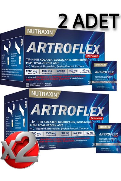Nutraxin Artroflex Easy Move 2 Pieces - Glucosamine, Chondroitin, Msm, Bromelain, Collagen and Okra Flower 30 Pieces Sachet