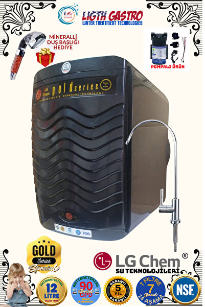 ligth gastro LG Chem GOLD 12 LİTRELİK PREMIUM POMPALI SİYAH RENK SU ARITMA Cİ...