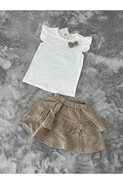 NEWKİDS 1-6 Years Old Skirted Muslin Fabric Girl's Suit