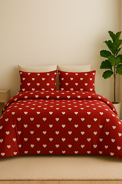 GÖRMEZ TEKSTİL Set de husă de pilotă din bumbac roșu LEYLA pentru o persoană ...