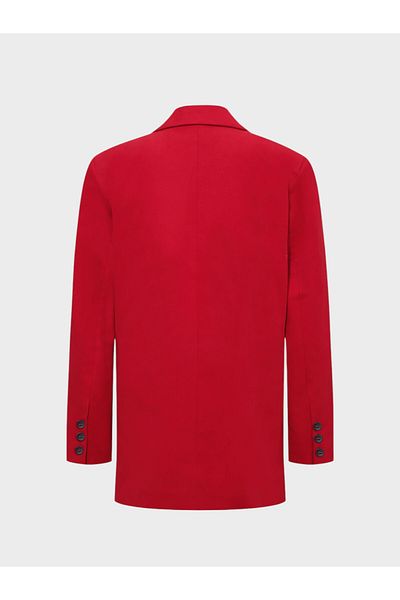 RİVUS Oversize Double Breasted Cut Cotton Jacket - Red