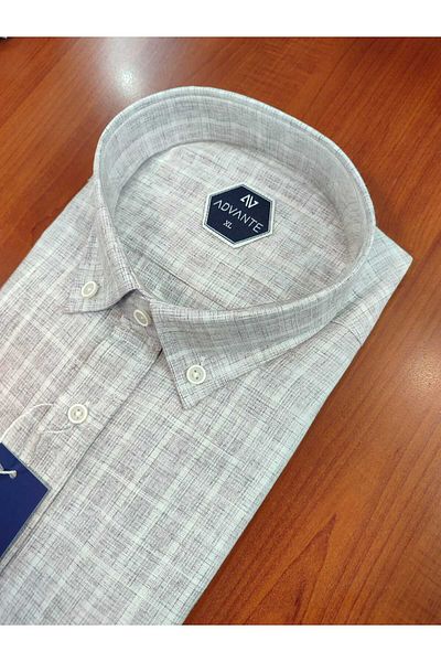 ADVANTE Güncüoglu 100% Cotton Short Sleeve Pocket Collar Buttoned Plaid Classic Men's Shirt