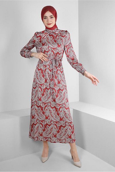 Alvina Ethnic Patterned Belted Dress 43753