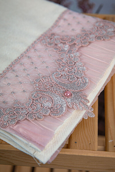 FAVORA 100% бавовна, мереживна, весільна сервіровка, 2 рушники 50x90 - пудра