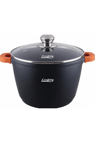 Heinner CAST ALUMINUM TALL POT + LID, 24 x 16.5 CM, 6.3 L, DARK LINE