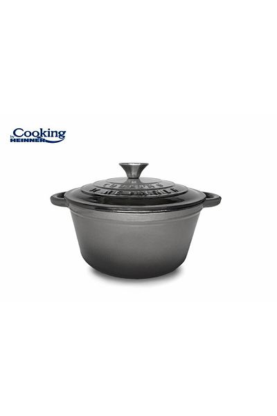 Heinner ENAMELLED CAST IRON PAN + LID 22 x 9.5 CM, 2.9 L, MARBLE GRAY