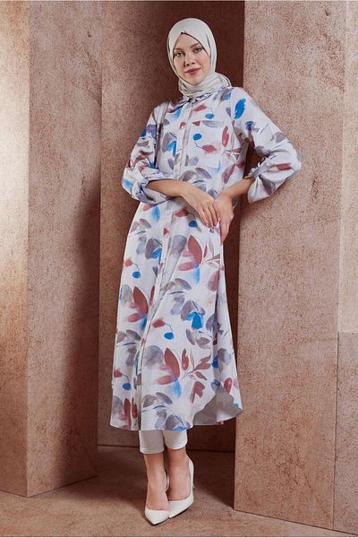 Alvina Linen Textured Patterned Tunic - Model 44770