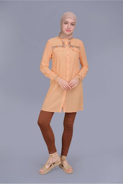 Alvina Embroidered Pocket Button Tunic 41598