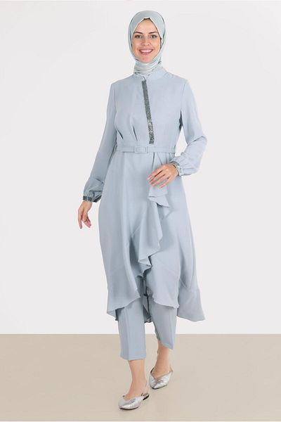 Alvina Stone Detailed Pants Set 30260