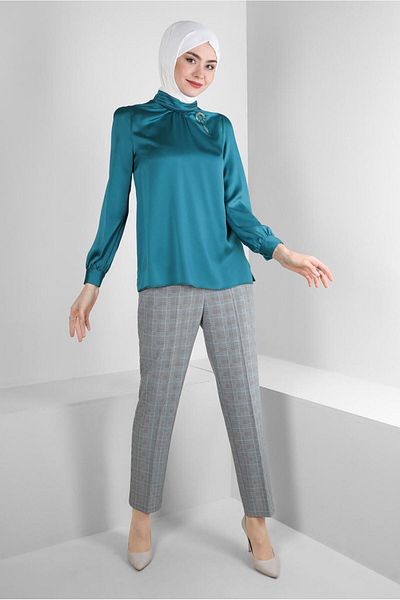 Alvina 70531-1 Model Plaid Patterned Classic Trousers