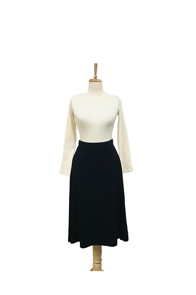 Pampino Black Midi Length Elastic Waist Skirt Special Price for Mother's Day