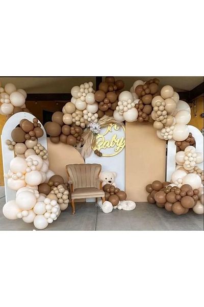 Onay Store 100 Pieces Caramel Skin Color Sea Sand White Balloon Chain Set