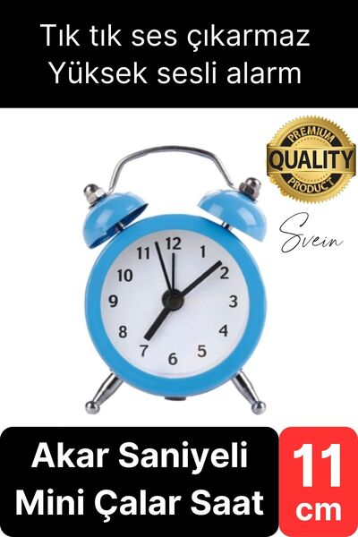 Svein Sessiz Çalışan Yüksek Sesli Alarmlı Retro Tasarım Analog Masaüstü Çanlı...