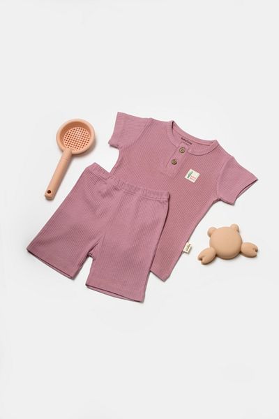 BabyCosy Organic Wear Set tricou cu pantaloni Bamboo, roz, BabyCosy, 50%bumbac+50% bambus Marime: 18-24 luni
