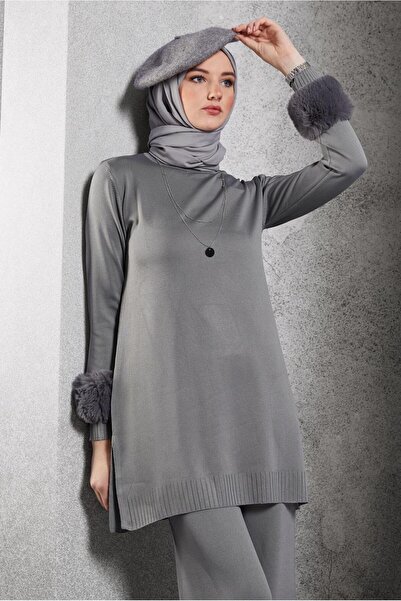 Alvina Fur Detailed Pants Knitwear Set 44950