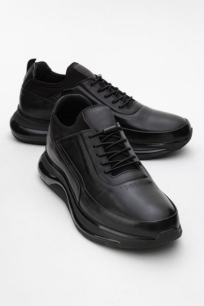 Dericlub Tenis confortabil pentru bărbați cu talpă groasă din piele naturală Cr 2440 negru