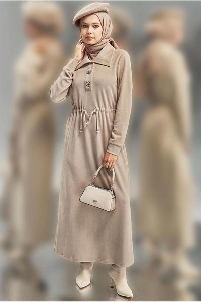 Alvina 45107 Μοντέλο Πέτρα Λεπτομερή Φόρεμα Φόρμας