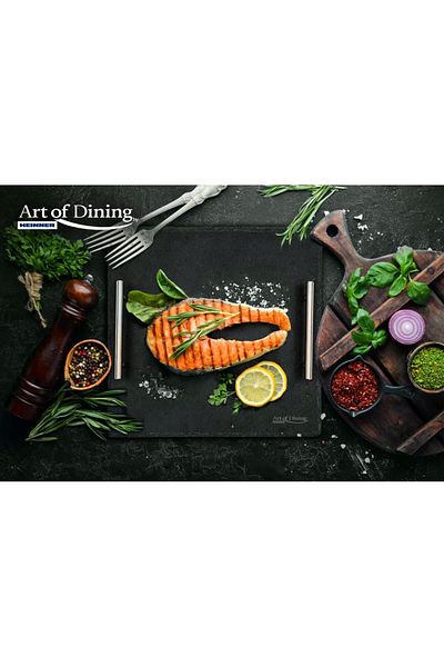 Heinner Heinner HR-JT-30P square slate platter, stainless steel handles, 30 x 30 cm