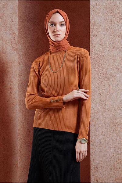 Alvina Pulover tricotat cu detaliu nasturi 45005