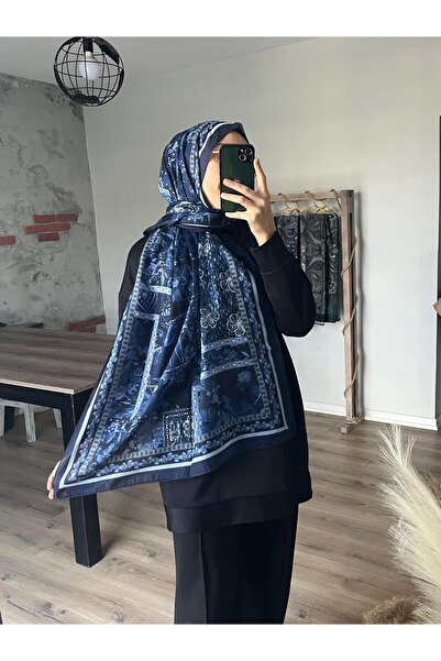 Merwiss منقوشة لينة شال الأزرق الداكن