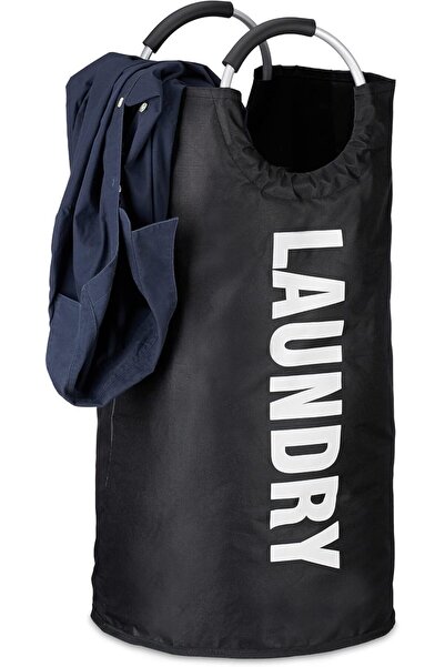 Yelajoy Large Laundry Hamper, 95l, Foldable, With Carrying Handle, Freestanding, For Bathroom Wc, Black